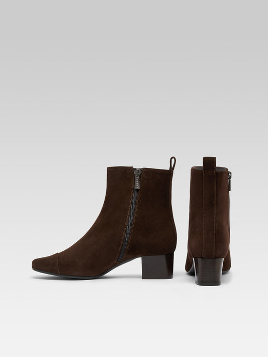Estime - Chocolate suede leather ankle boots - Image number 3