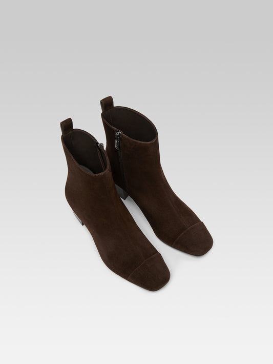 Estime - Chocolate suede leather ankle boots - Image number 4