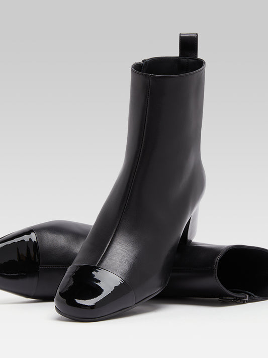 Estime - Black leather and patent ankle boots - Image number 2