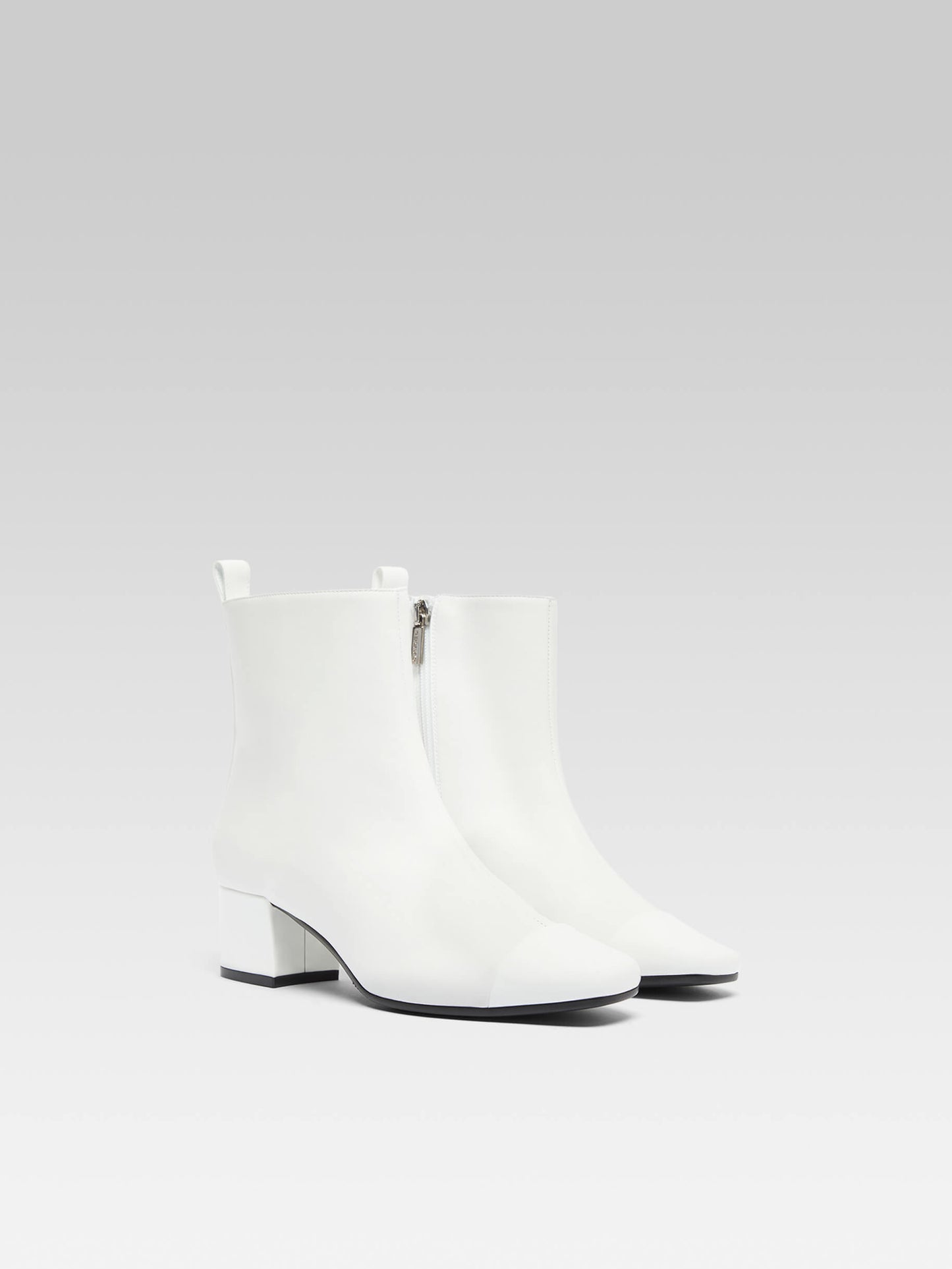 Estime - Bottines cuir et cuir verni blanc