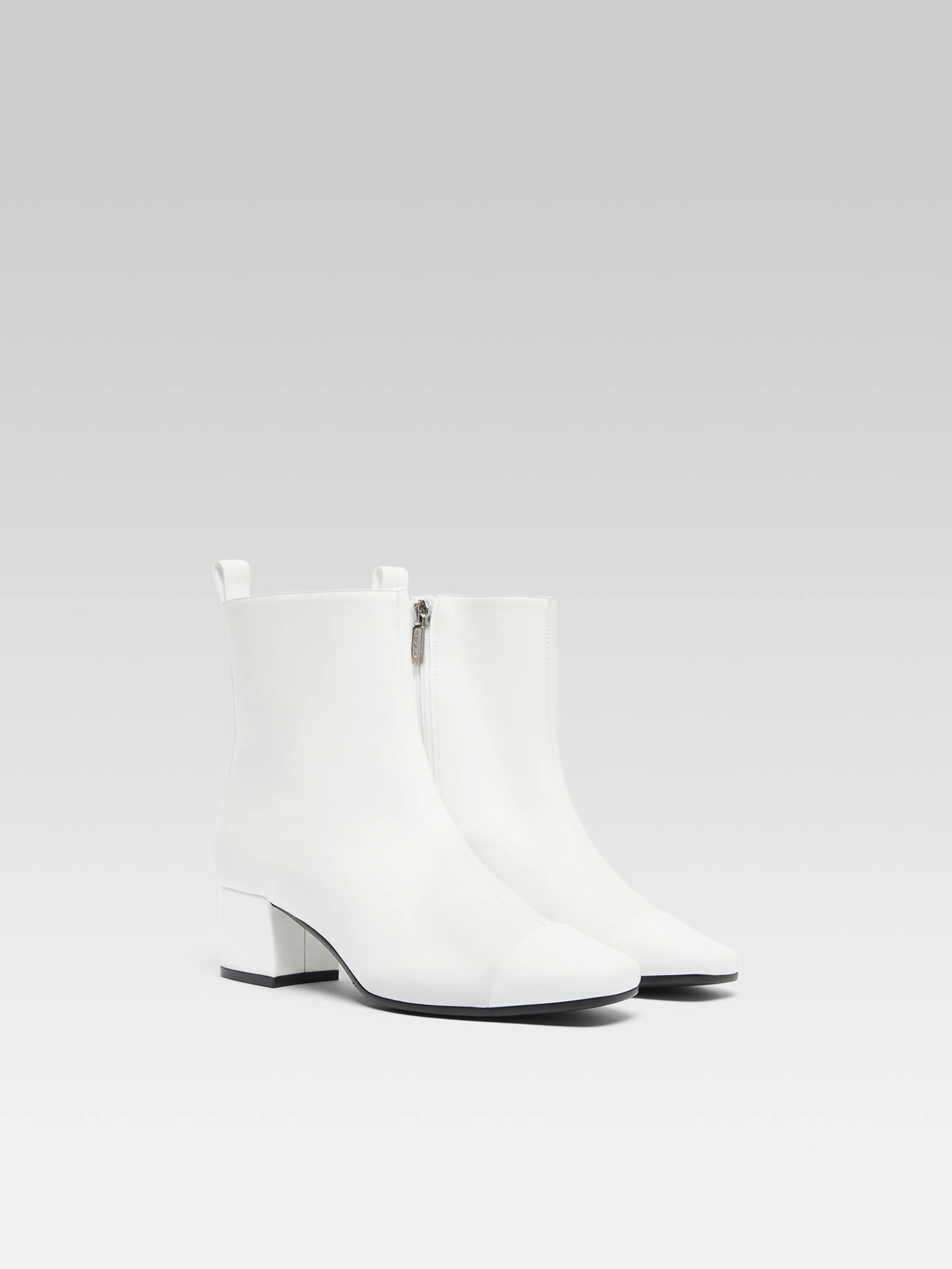 Estime - Bottines cuir et cuir verni blanc - Image numéro 4