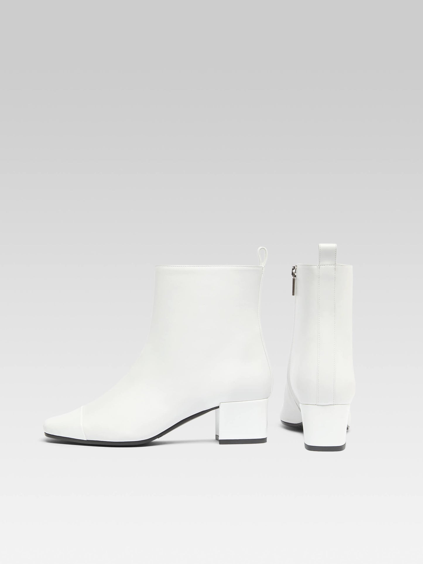 Estime - Bottines cuir et cuir verni blanc