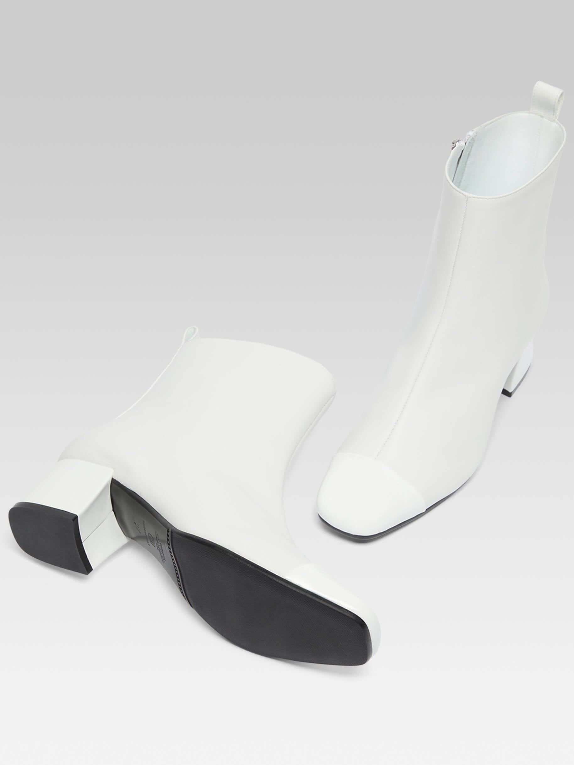 Estime - Bottines cuir et cuir verni blanc - Image numéro 7
