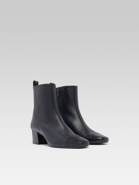 Estime - Blue and black leather ankle boots - Image number 4