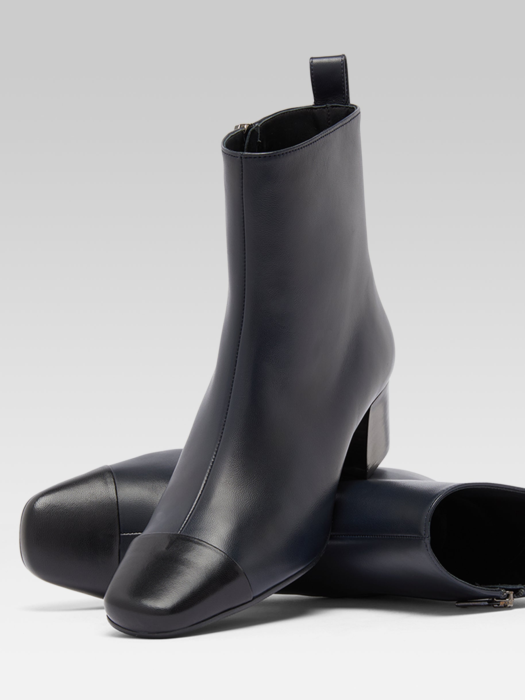 Estime - Bottines cuir bleu et noir - Image numéro 2