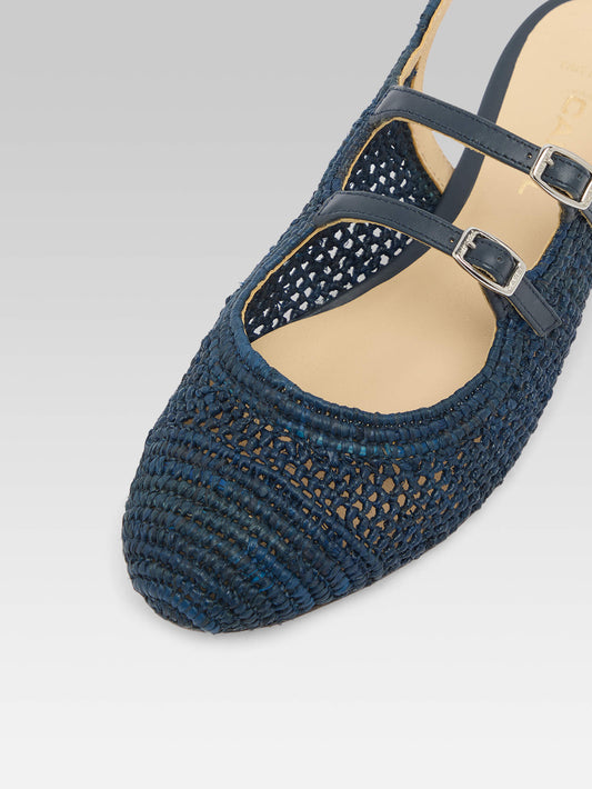 Balma - Babies slingback raphia bleu marine - Image numéro 4