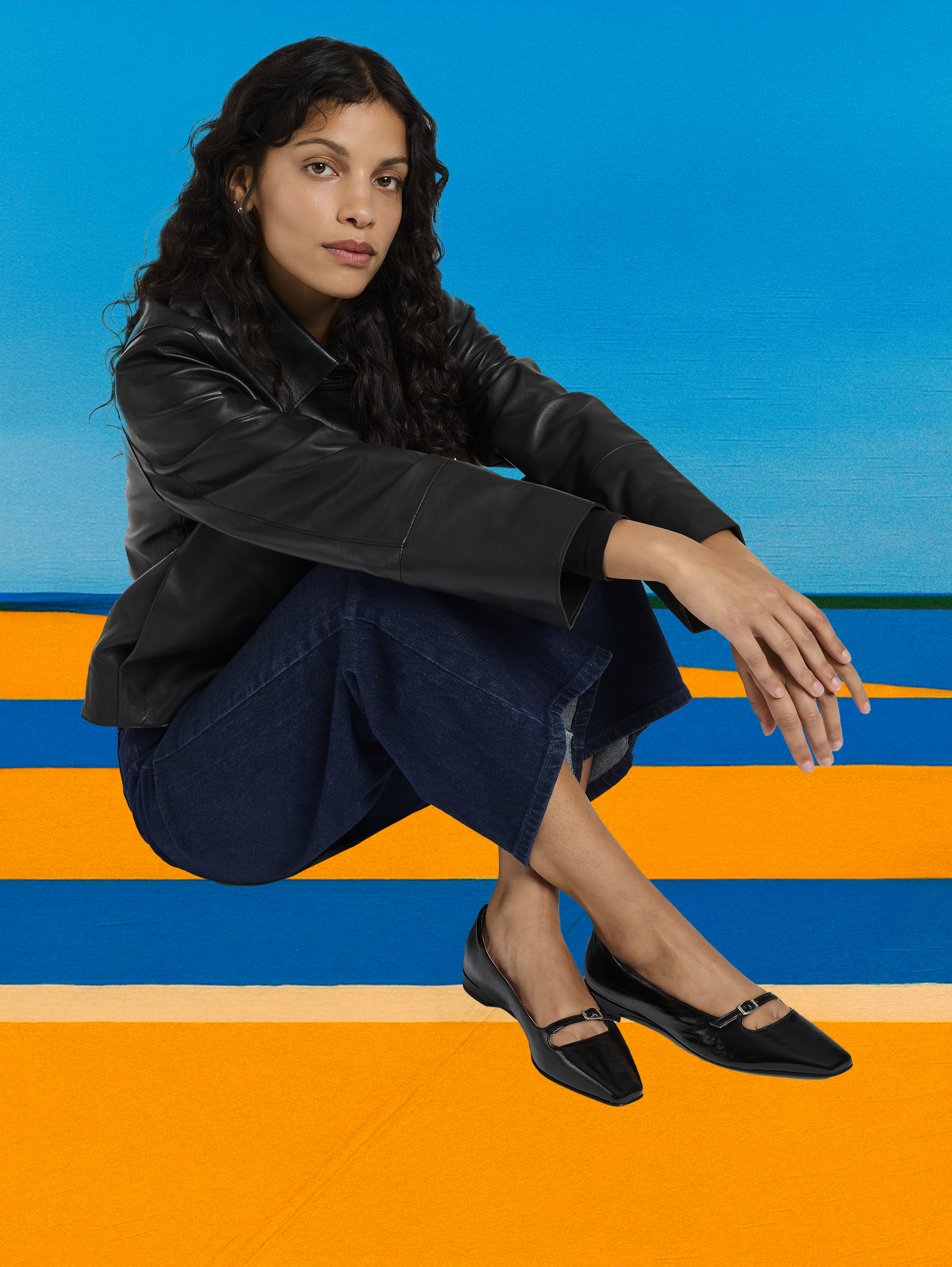 Emilie - Black naplack leather strappy ballet flats - Image number 3