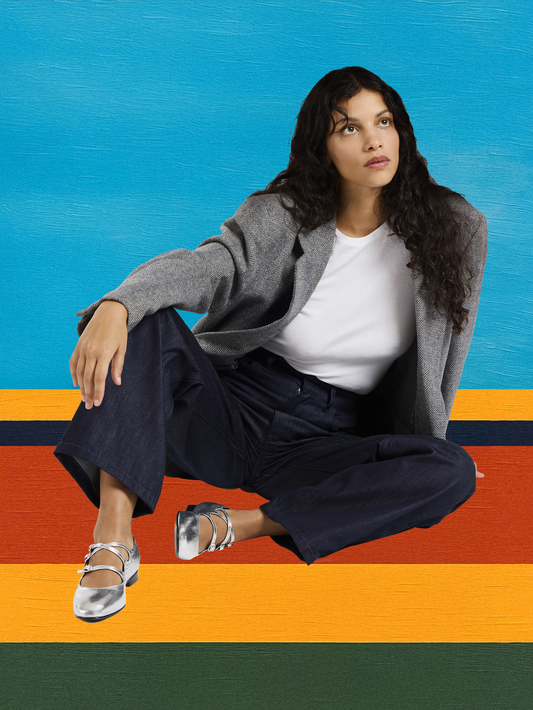 Ariana s - Silver laminated leather Mary Jane ballet flats - Image number 3