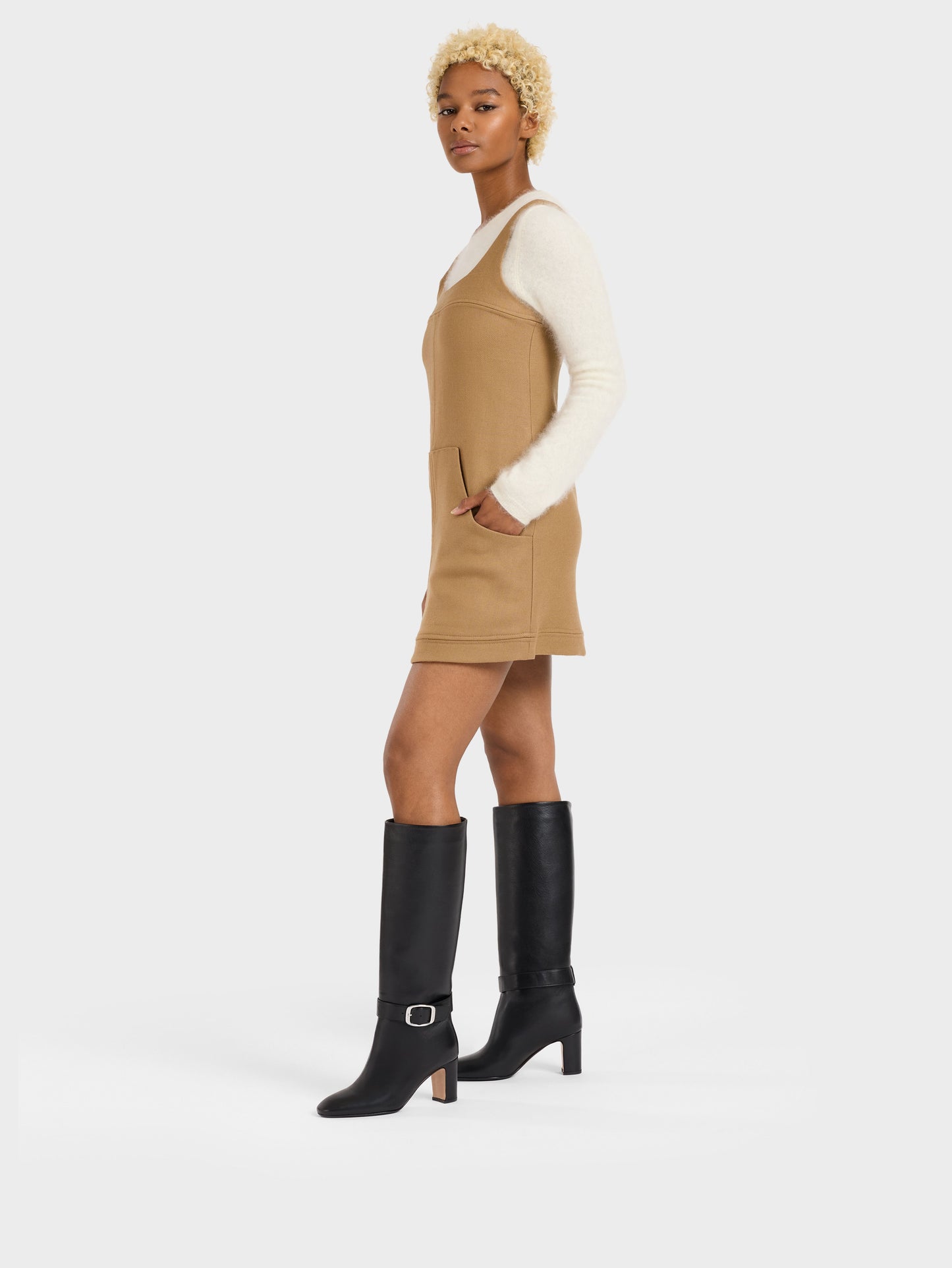 Thalia - Black leather buckle boots