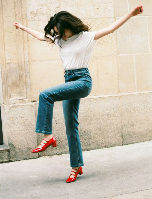 Kina - Escarpins babies cuir verni rouge - Image numéro 6