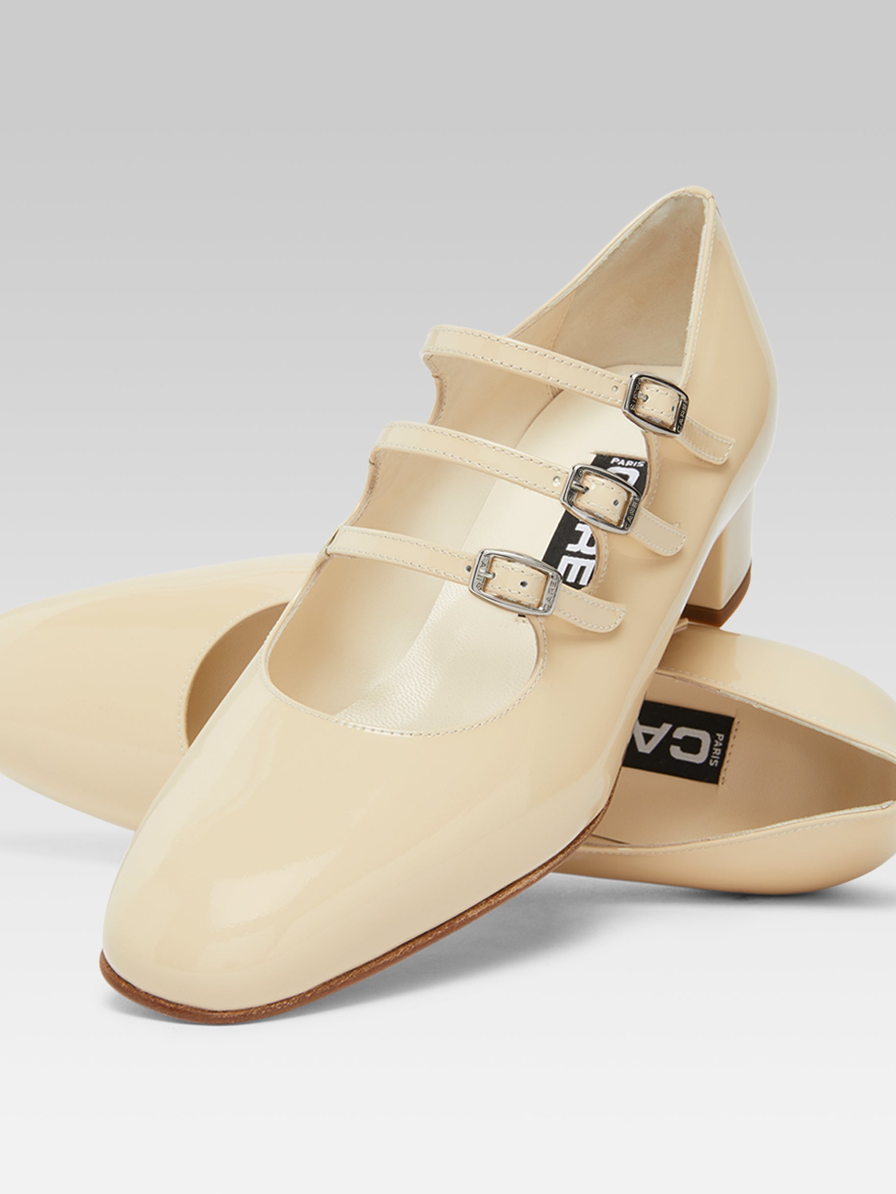 Kina - Escarpins babies cuir verni beige - Image numéro 2