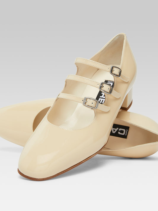 Kina - Escarpins babies cuir verni beige - Image numéro 2