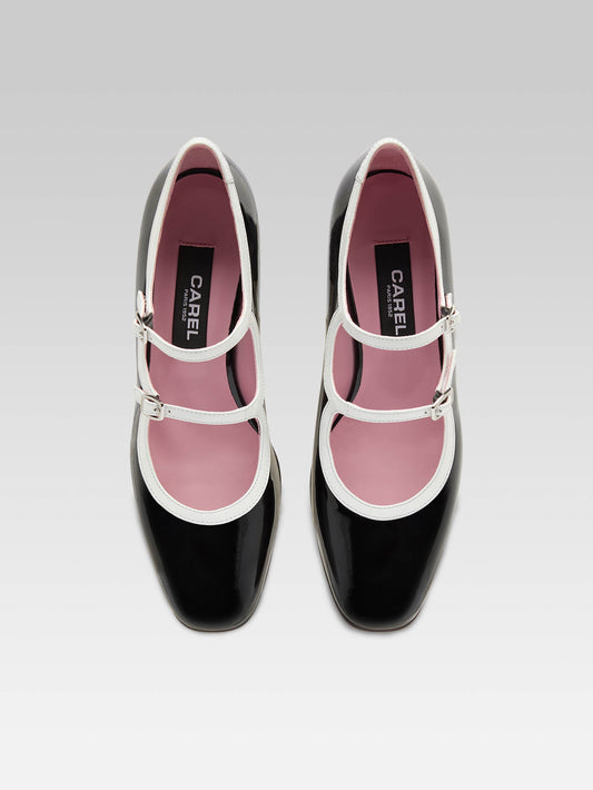 Bleuet - Black and white patent leather Mary Janes pumps - Image number 5