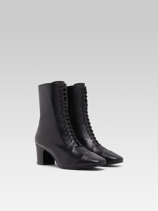 Colette - Bottines à lacets cuir noir - Image numéro 4