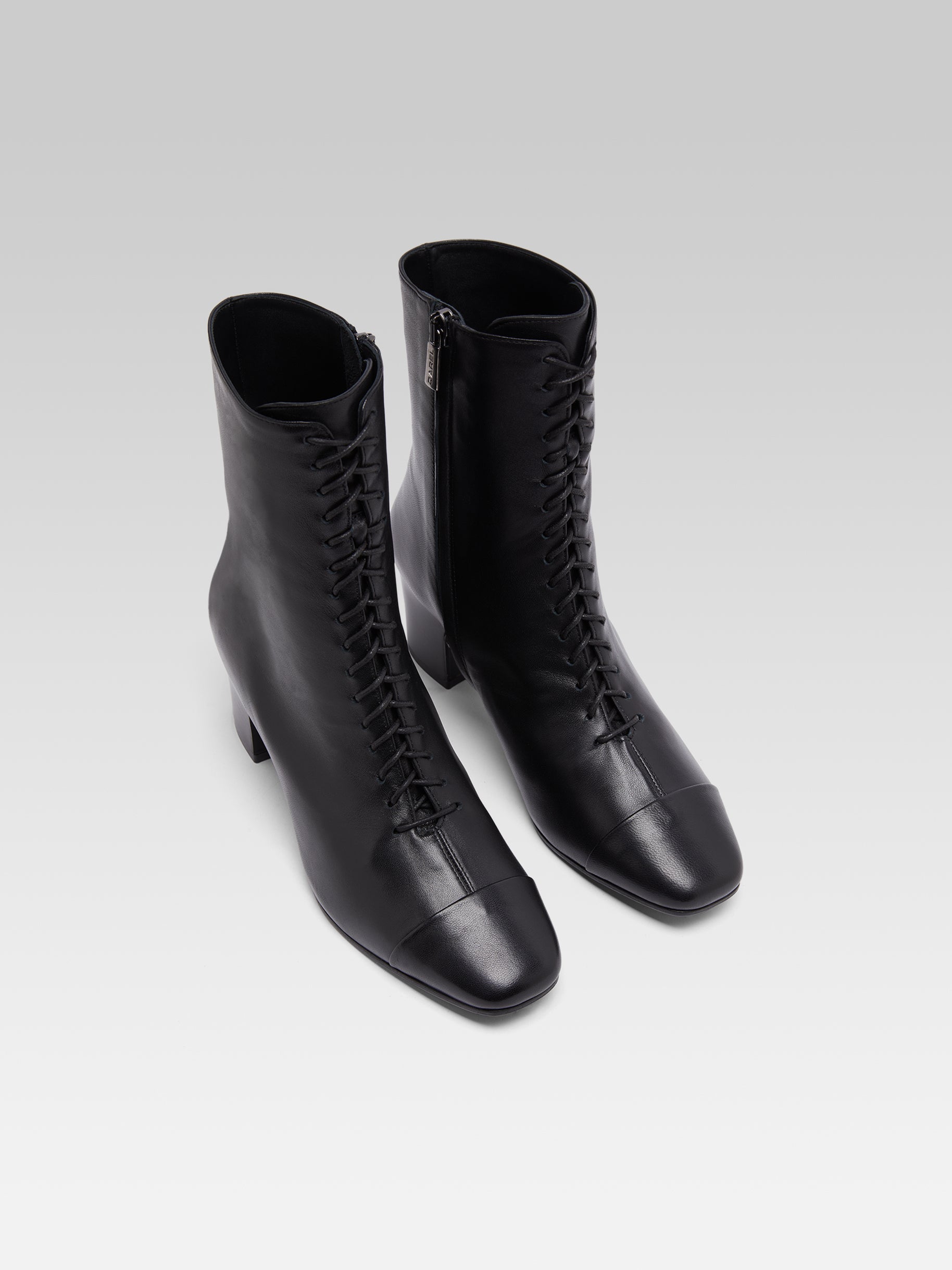 Colette - Black leather lace-up ankle boots - Image number 2