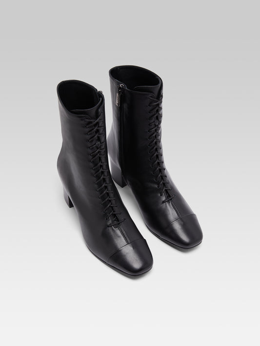 Colette - Bottines à lacets cuir noir - Image numéro 2