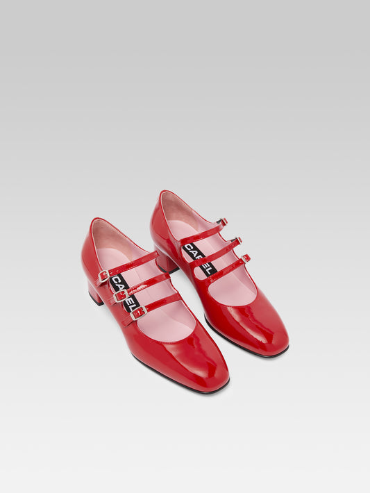 Kina - Escarpins babies cuir verni rouge - Image numéro 2