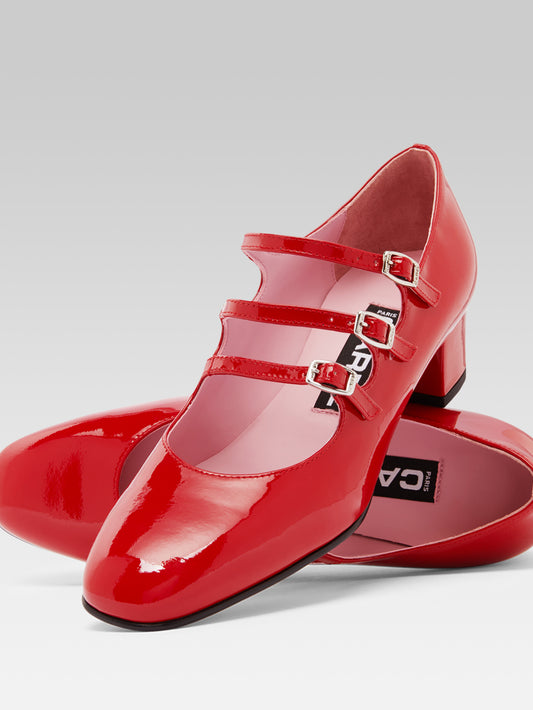 Kina - Escarpins babies cuir verni rouge - Image numéro 5