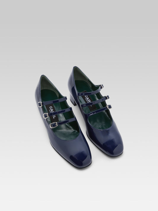 Kina - Escarpins babies cuir verni bleu marine - Image numéro 2
