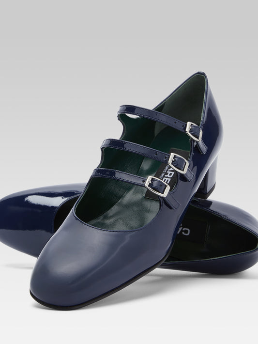 Kina - Escarpins babies cuir verni bleu marine - Image numéro 2