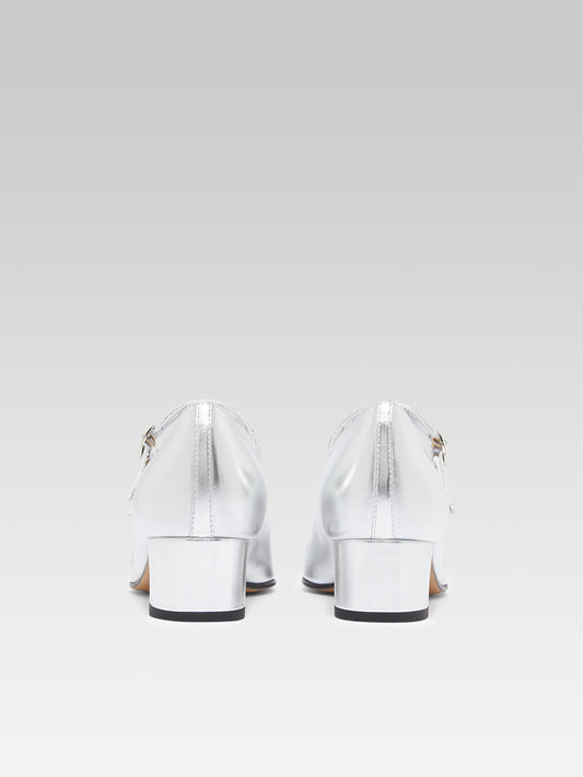 Kina - Silver laminated leather Mary Janes pumps - Image number 8