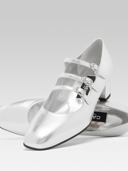 Kina - Silver laminated leather Mary Janes pumps - Image number 2