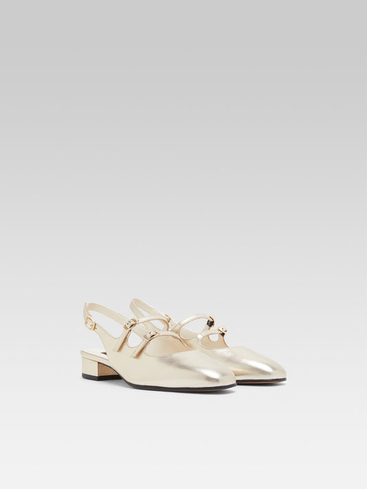 Peche - Babies slingback cuir laminé platine - Image numéro 4