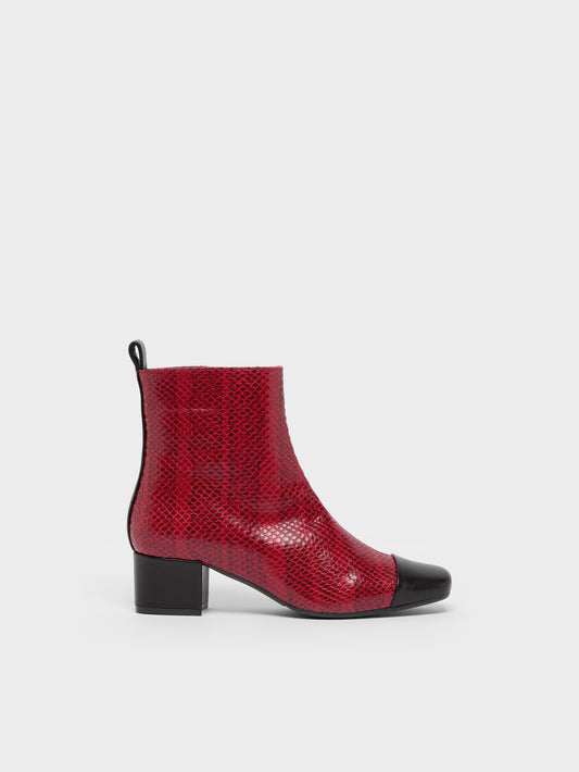 Estime - Red python print leather ankle boots - Image number 1