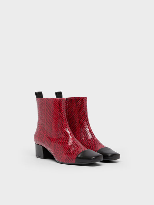 Estime - Red python print leather ankle boots - Image number 2