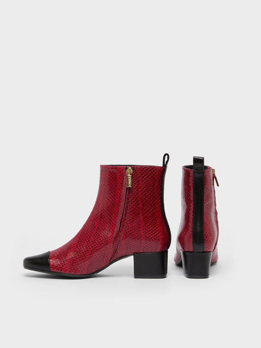 Estime - Red python print leather ankle boots - Image number 3