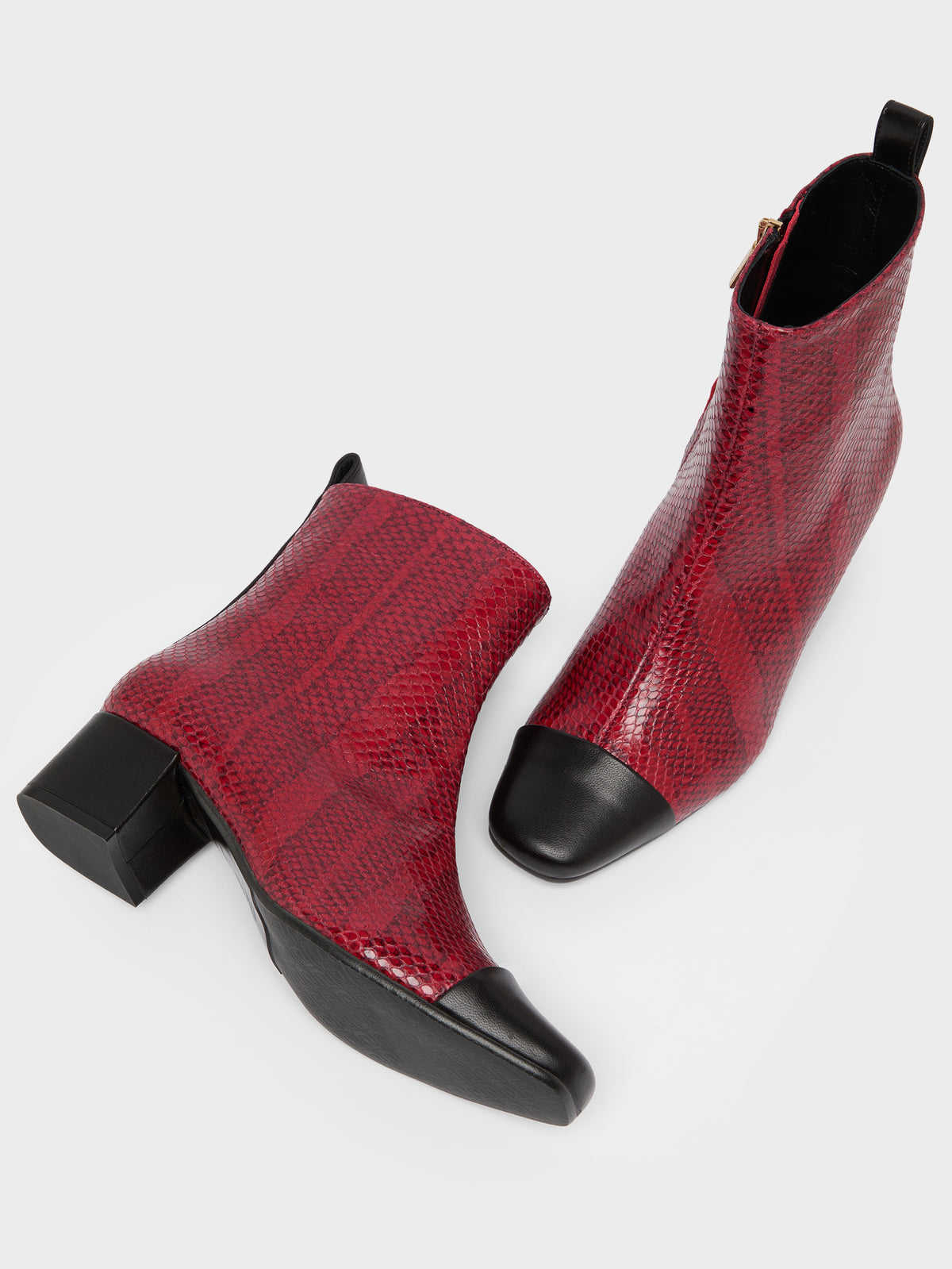 Estime - Red python print leather ankle boots