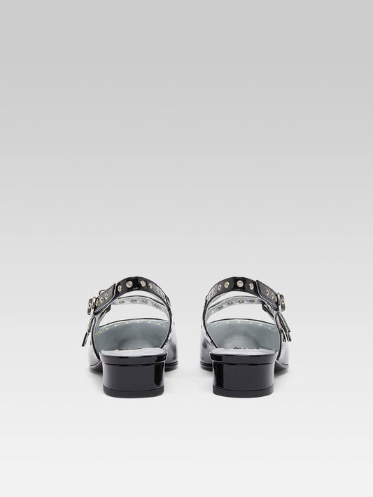 Queen - Babies slingback cuir verni noir à oeillets - Image numéro 5