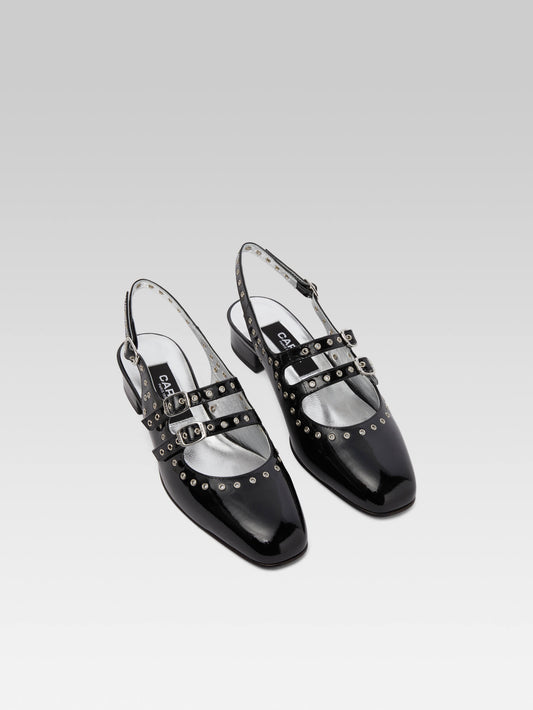 Queen - Babies slingback cuir verni noir à oeillets - Image numéro 3