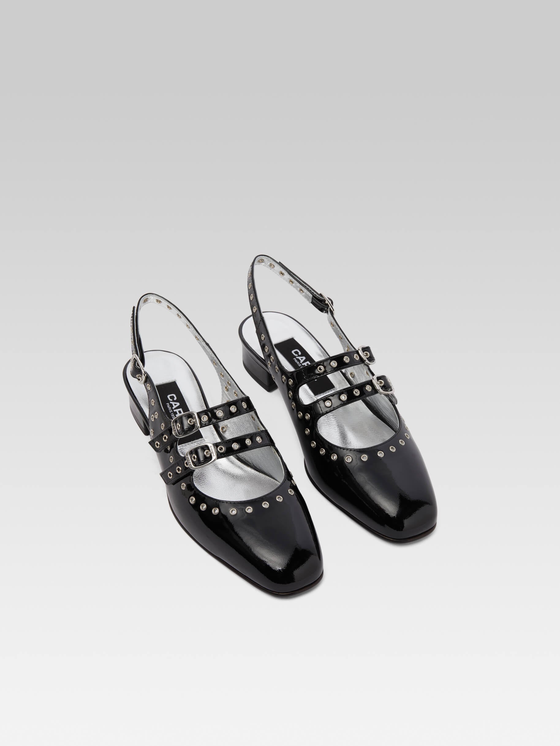 Queen - Black patent leather eyelets slingback Mary Janes - Image number 1