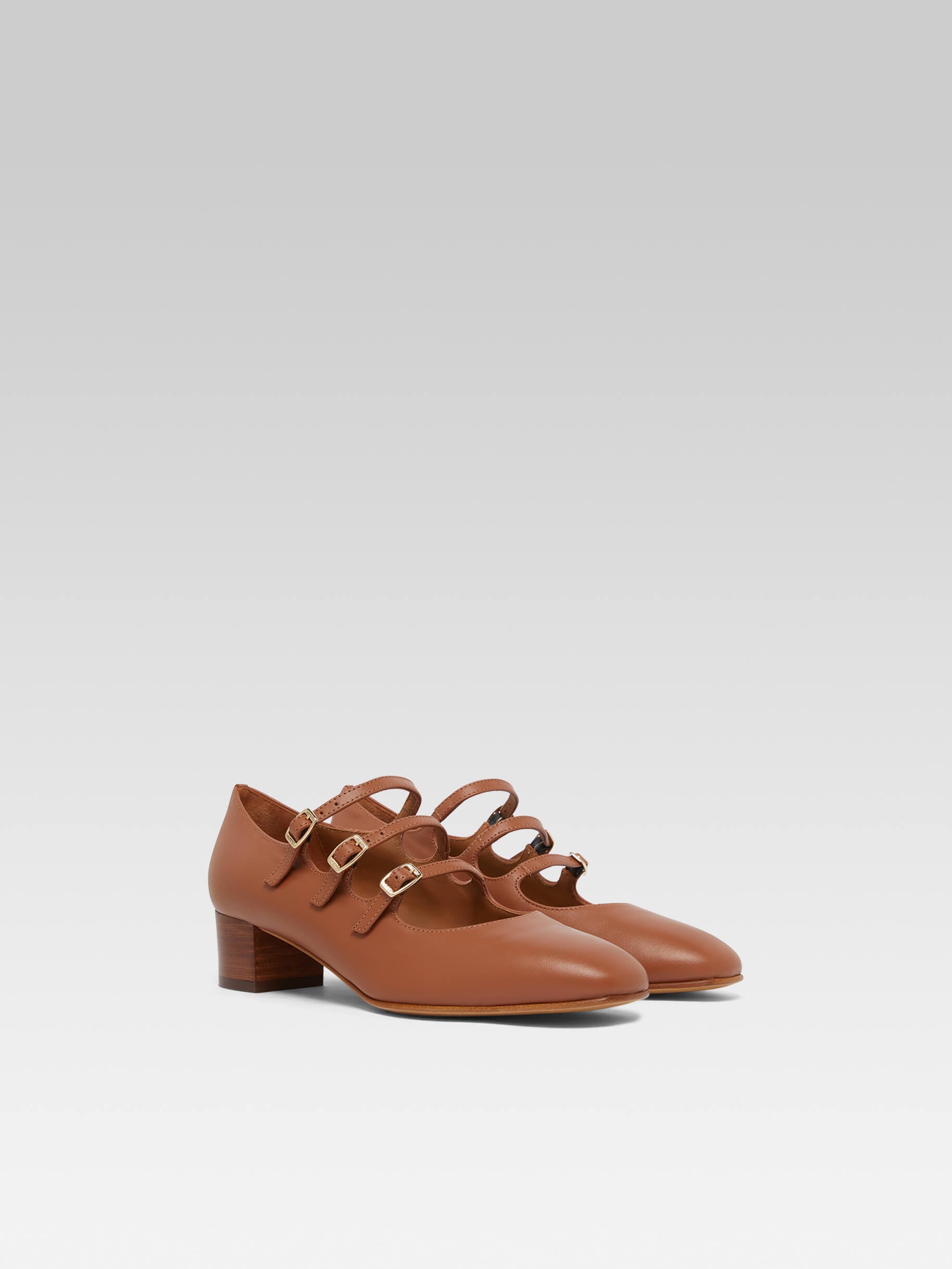 Kina - Escarpins babies cuir upcyclé camel - Image numéro 4