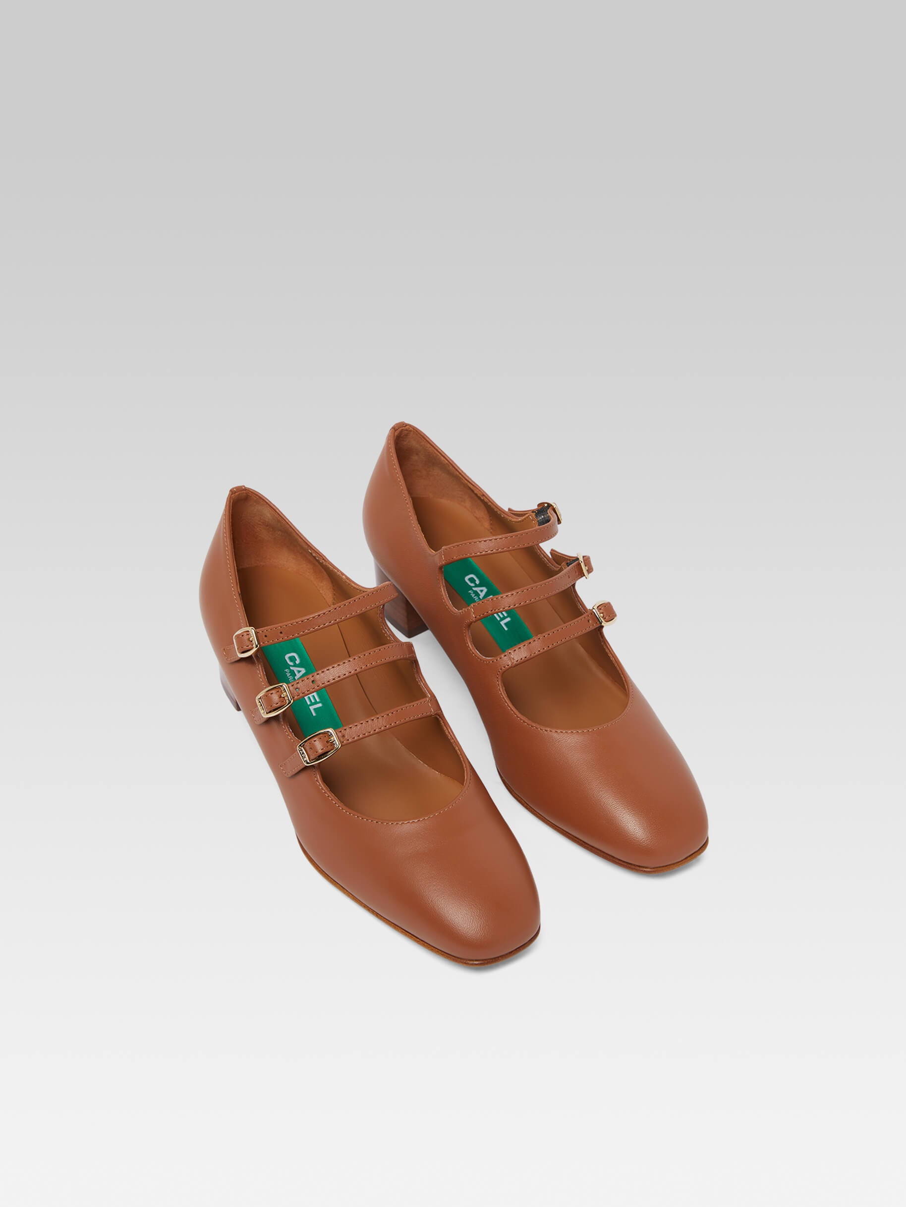 Kina - Escarpins babies cuir upcyclé camel - Image numéro 3