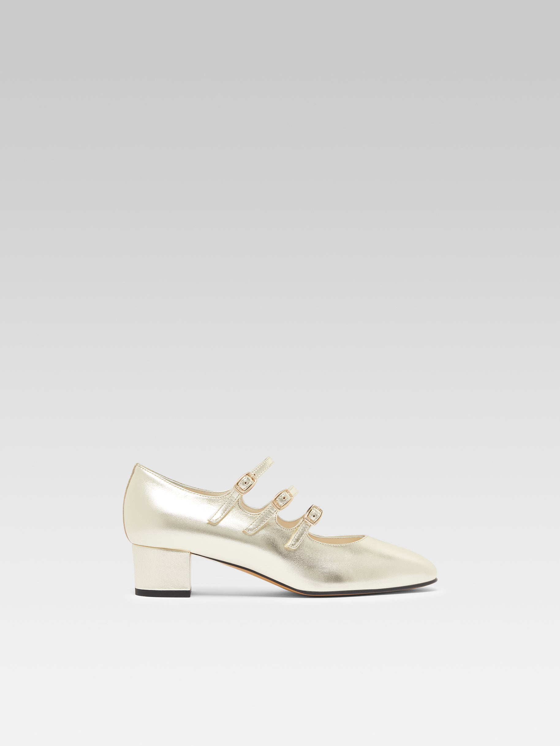Kina - Platinum laminated leather Mary Janes pumps - Image number 1