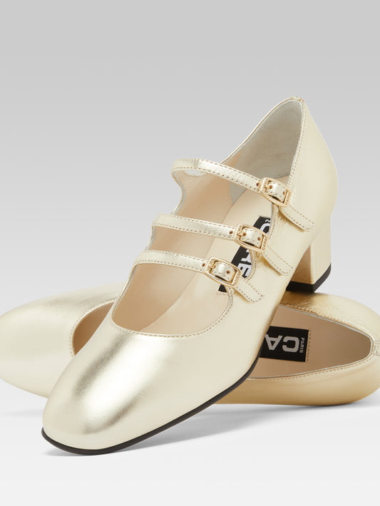 Kina - Platinum laminated leather Mary Janes pumps - Image number 2