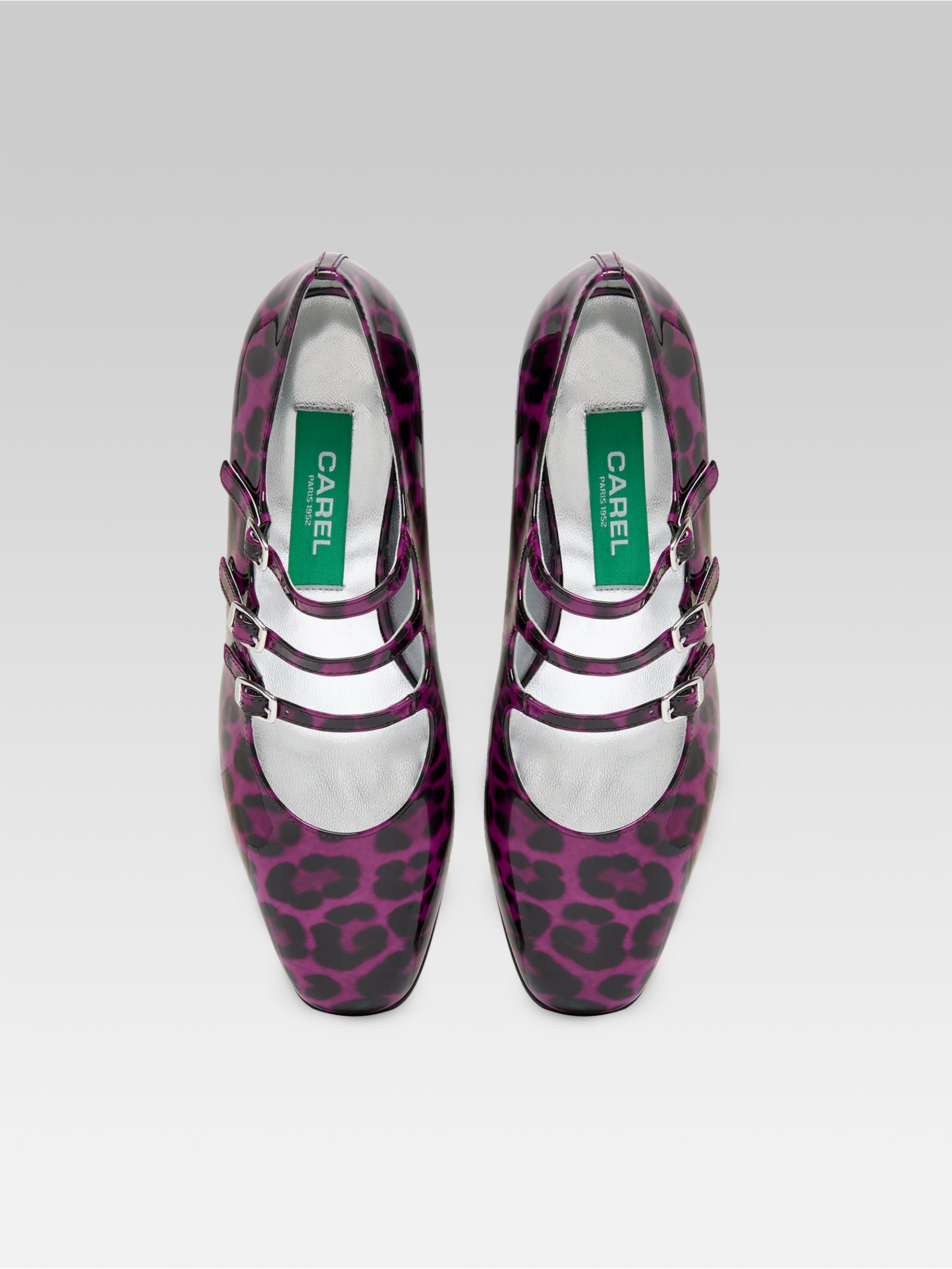 Kina - Escarpins babies cuir verni upcyclé léopard violet - Image numéro 5