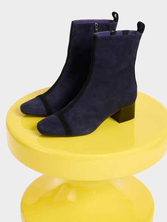 Audrey - Ocean and black suede leather ankle boots - Image number 5