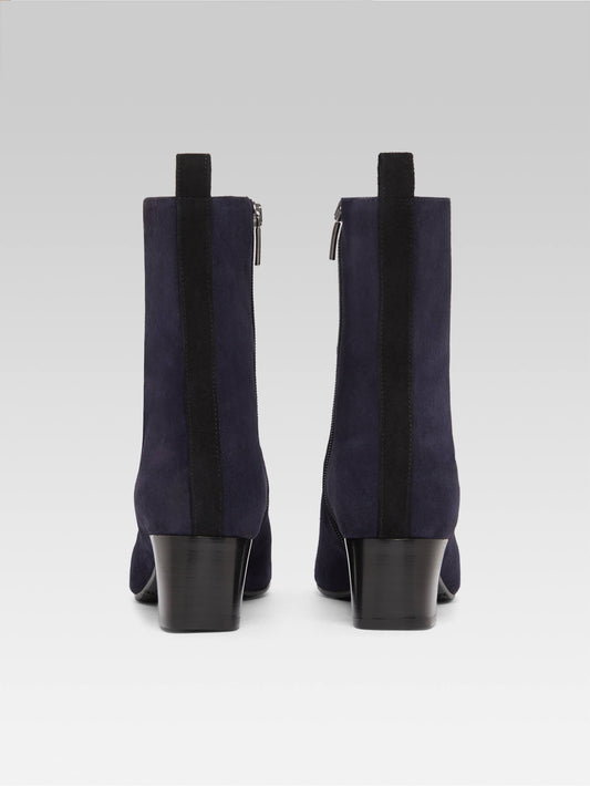 Audrey - Bottines cuir velours ocean et noir - Image numéro 5