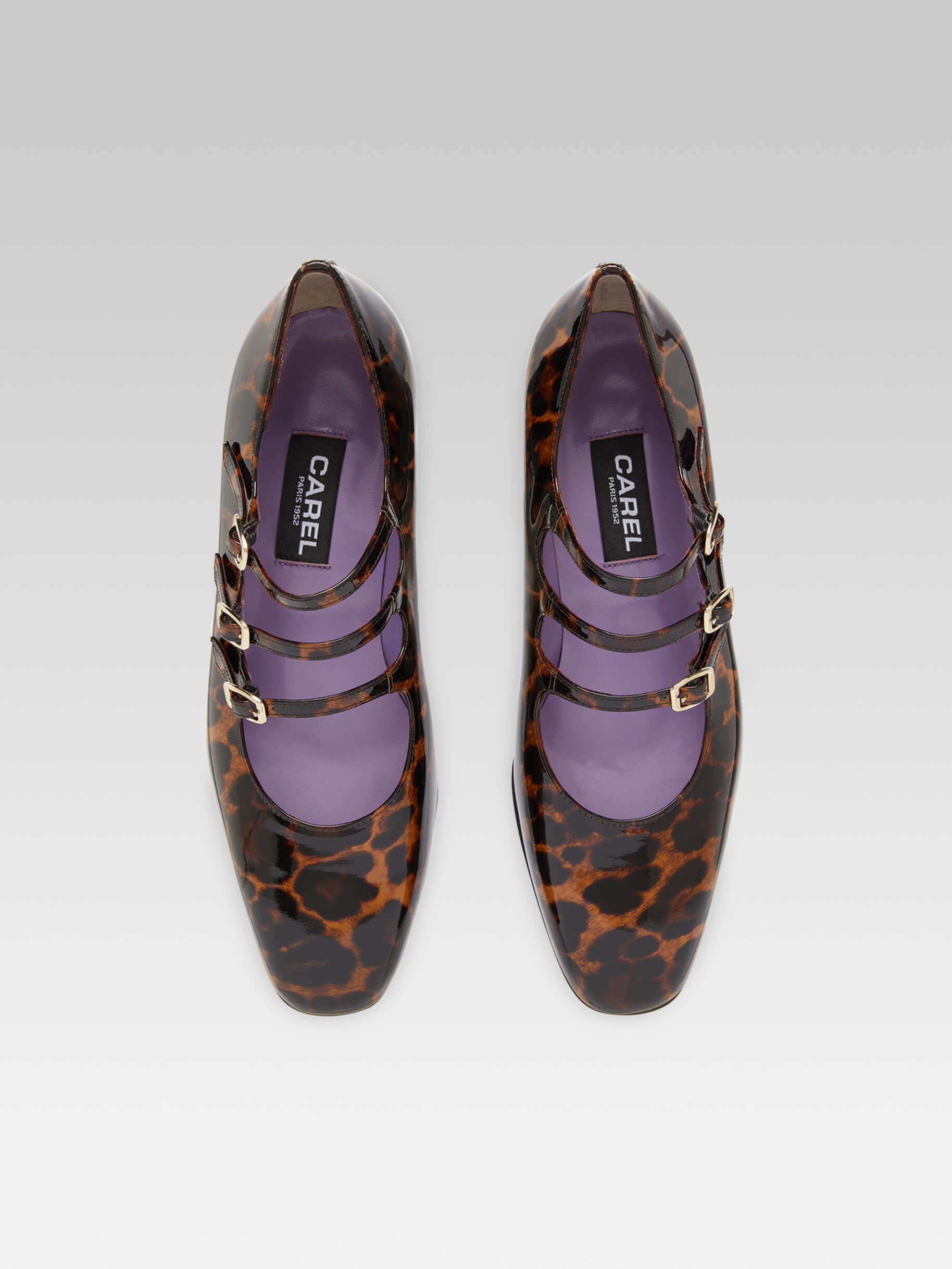 Kina Brown leopard patent leather Mary Janes pumps