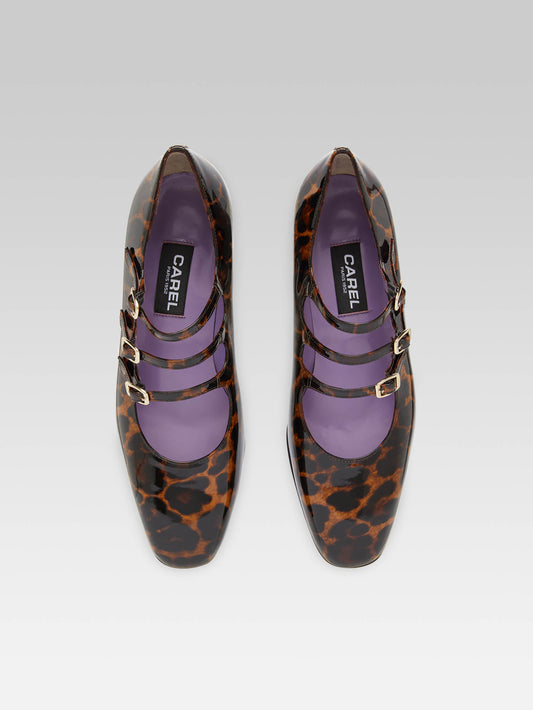 Kina - Escarpins babies cuir verni léopard marron - Image numéro 3