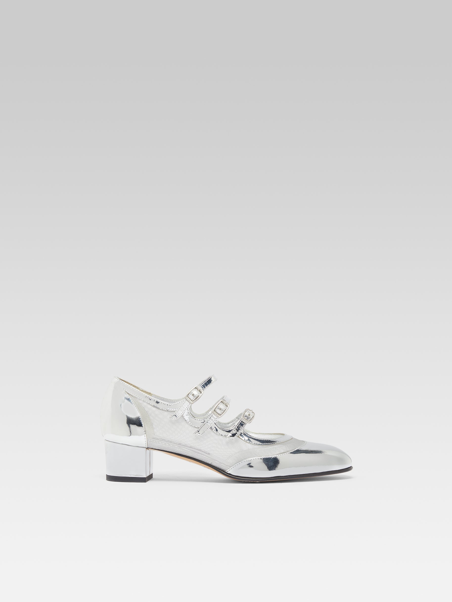 Kinight - Silver patent leather and mesh Mary Janes pumps - Image number 1