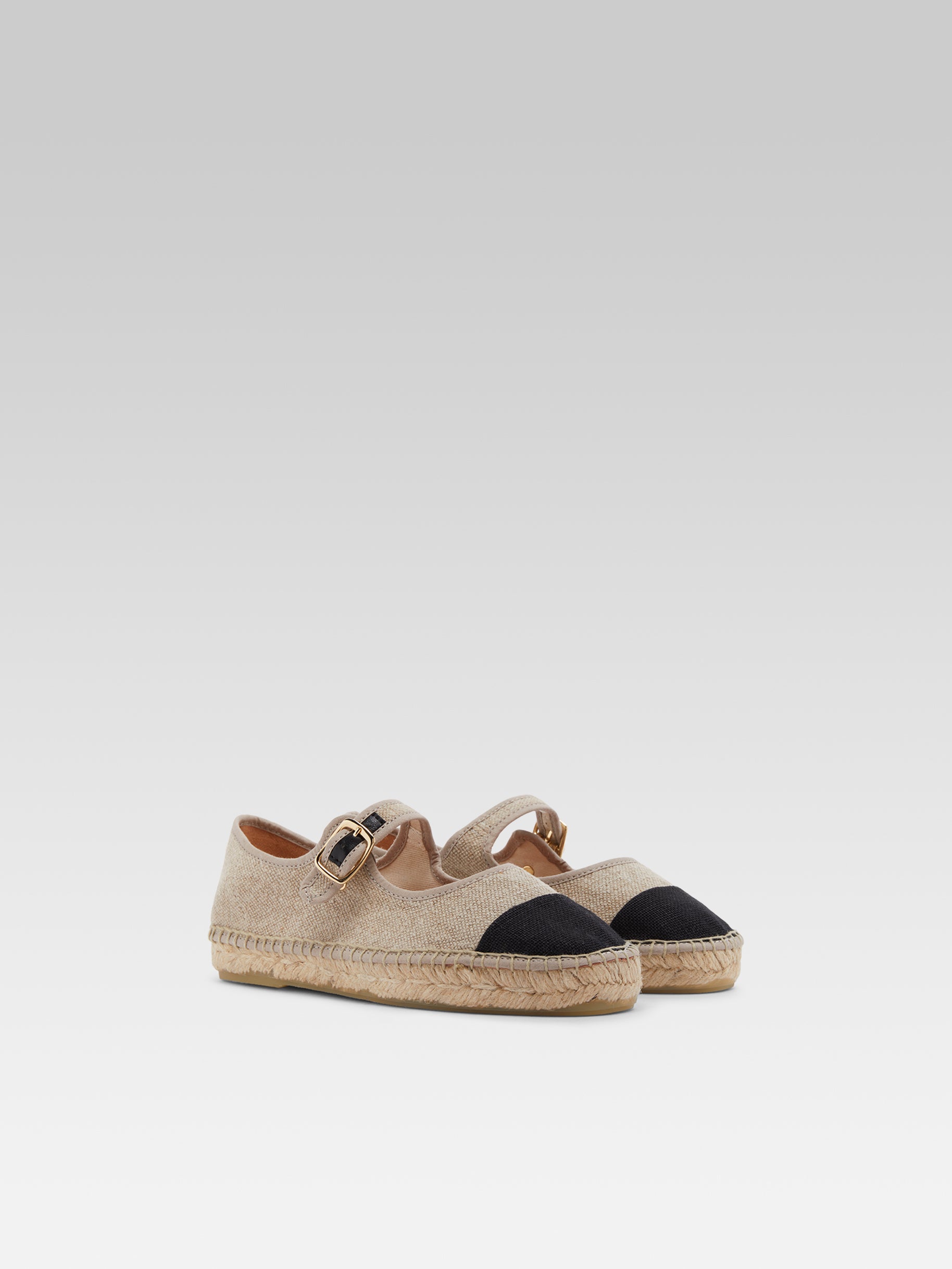 Colza - Espadrilles babies lin naturel et noir - Image numéro 4