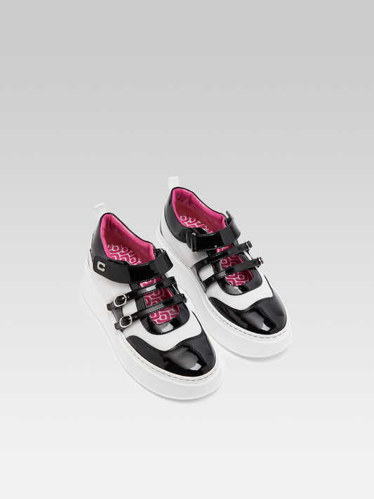 Baskina - Black and ivory patent eco sneakers - Image number 2