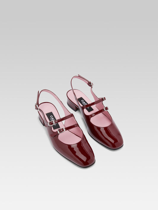 Peche - Burgundy patent leather slingback Mary Janes - Image number 2