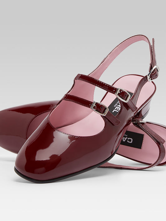 Peche - Burgundy patent leather slingback Mary Janes - Image number 4