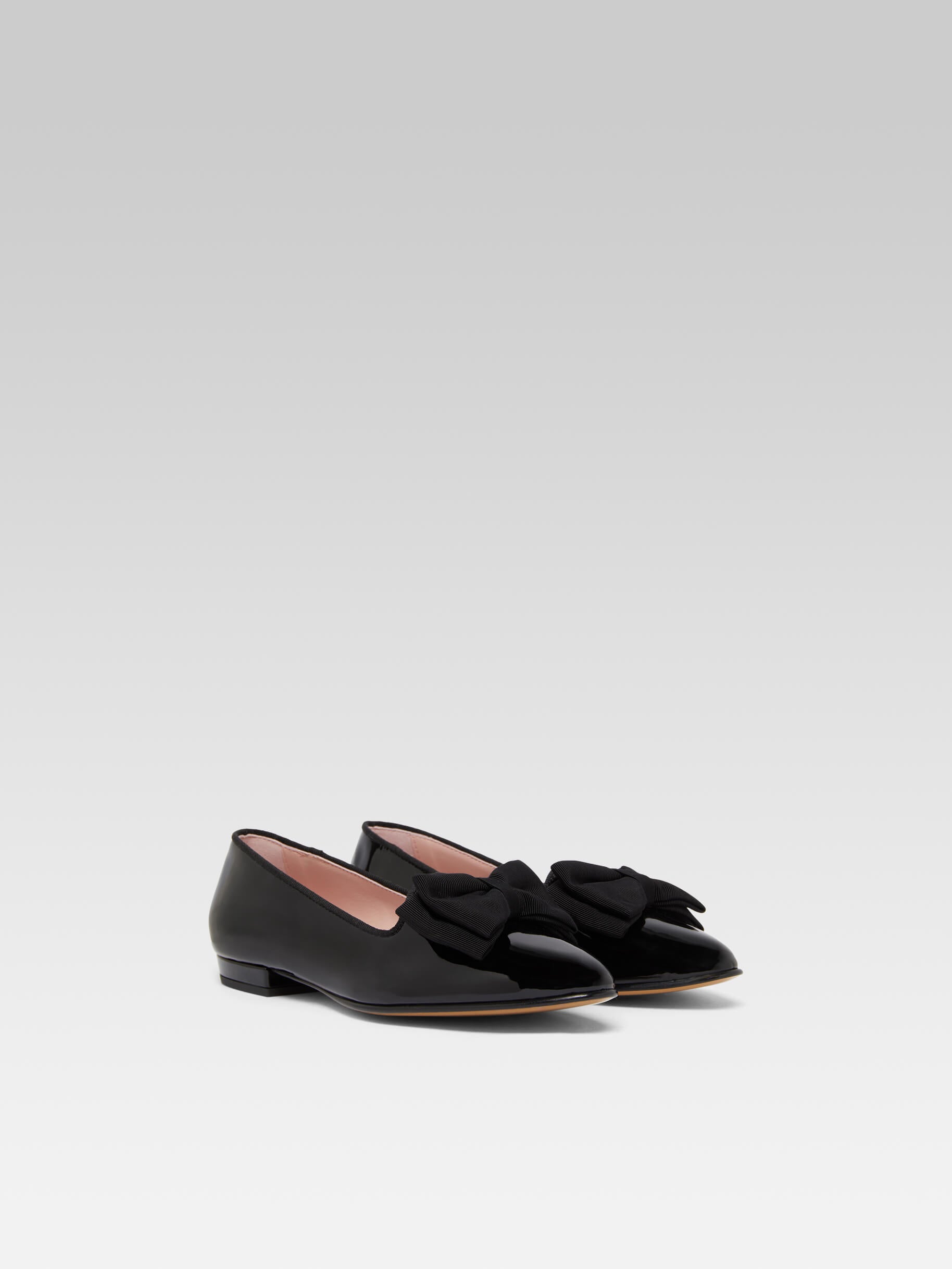 Marquis - Ballerines à noeud cuir verni noir - Image numéro 5