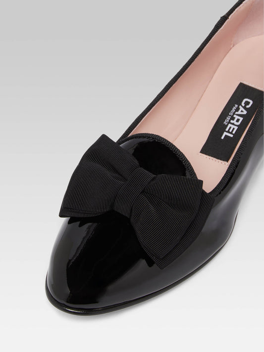 Marquis - Ballerines à noeud cuir verni noir - Image numéro 2